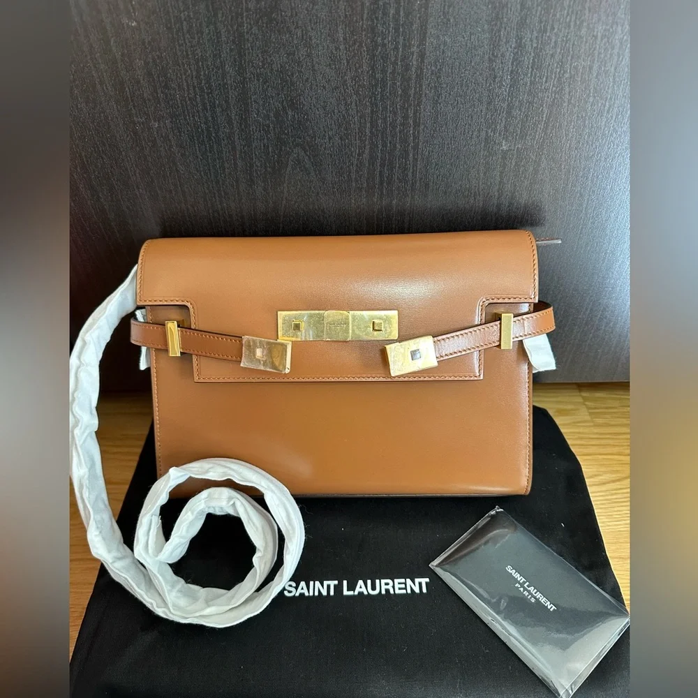 💯%Authentic!Brand New!Saint Laurent Manhattan Small Shoulder Bag In Box Leather